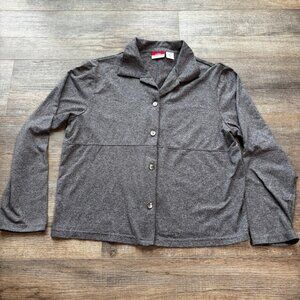 L.L. Bean Traveler Gray Button Front Long Sleeve Stretch Top Women's Medium M